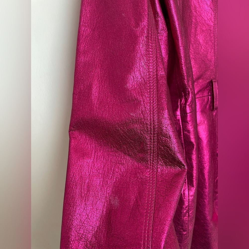 Burberry Fuchsia Metallic Pink Leather Trench Coat Size:US 8(runs small) - Picture 9 of 10